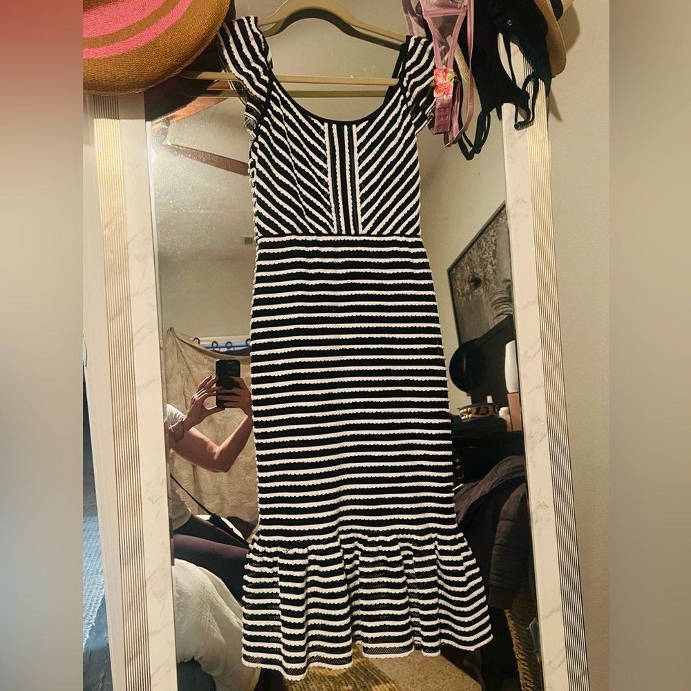 NWT BCBG Sailor Dress. Black and white stripe